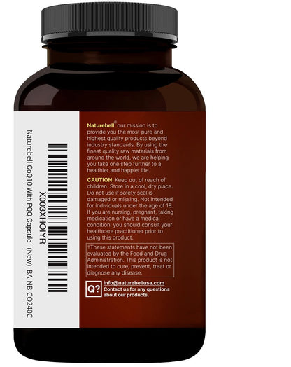 NatureBell CoQ10 200 mg mit PQQ, 240 vegane Kapseln – Stabile, hochabsorbierbare Form – Antioxidantien-Unterstützung für Herz und Energie – Hochdosiertes Coenzym Q10 Supplement