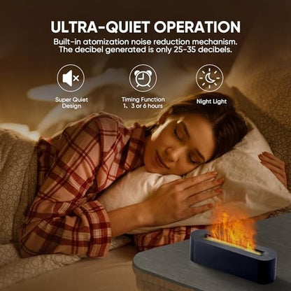 YALEDI Duftöl-Diffusor, Kaminfeuer Flammen Öldiffusor, 150 ml Ultraschall-Kaltnebel Aromatherapie-Luftbefeuchter, Duft-Aroma-Diffusor mit 7 Farben Licht, Timer & Auto-Abschaltung für Zuhause, Raum (Schwarz)