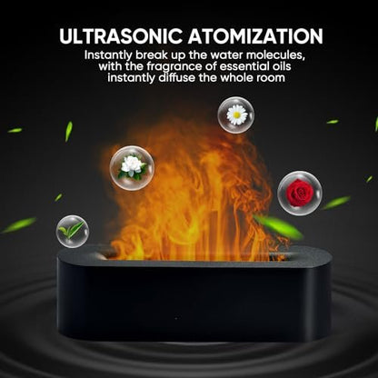YALEDI Duftöl-Diffusor, Kaminfeuer Flammen Öldiffusor, 150 ml Ultraschall-Kaltnebel Aromatherapie-Luftbefeuchter, Duft-Aroma-Diffusor mit 7 Farben Licht, Timer & Auto-Abschaltung für Zuhause, Raum (Schwarz)