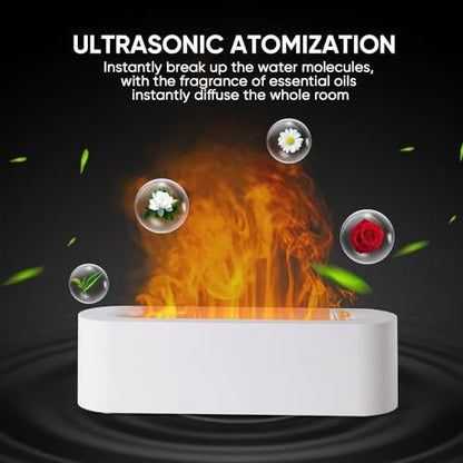 YALEDI Duftöl-Diffusor mit Kaminfeuer-Effekt, 150 ml Ultraschall-Kaltnebel Aromatherapie-Luftbefeuchter, 7 Farben Licht, Timer & Auto-Abschaltung für Zuhause, Raum (Weiß)