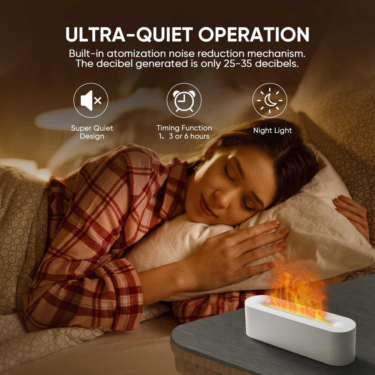 YALEDI Duftöl-Diffusor mit Kaminfeuer-Effekt, 150 ml Ultraschall-Kaltnebel Aromatherapie-Luftbefeuchter, 7 Farben Licht, Timer & Auto-Abschaltung für Zuhause, Raum (Weiß)