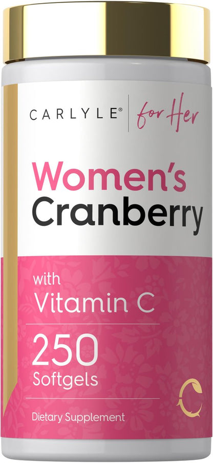 Carlyle Cranberry Pillen für Frauen | 250 Softgels | Konzentrierter Extrakt mit Vitamin C und E | Non-GMO, Glutenfrei