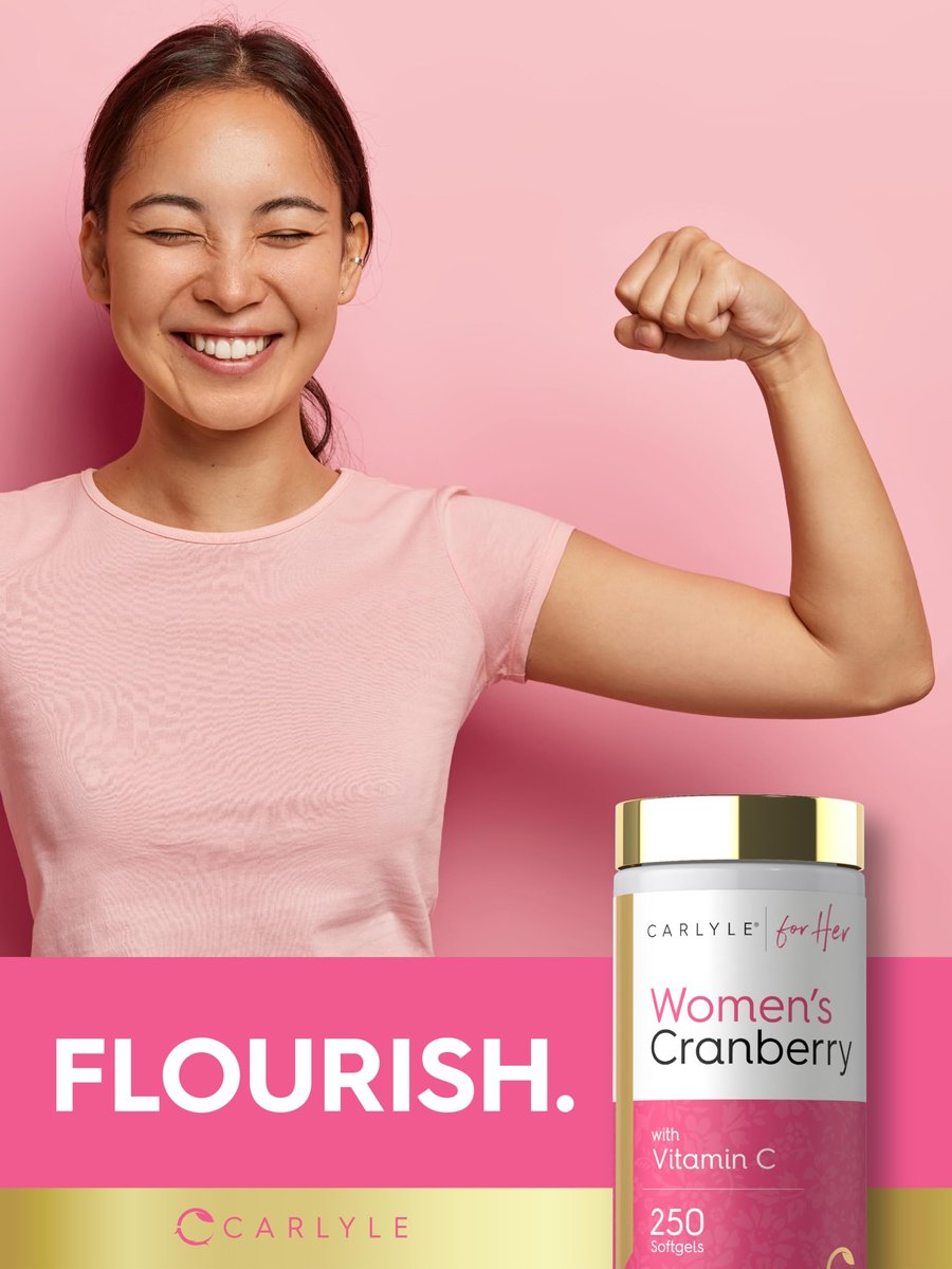 Carlyle Cranberry Pillen für Frauen | 250 Softgels | Konzentrierter Extrakt mit Vitamin C und E | Non-GMO, Glutenfrei