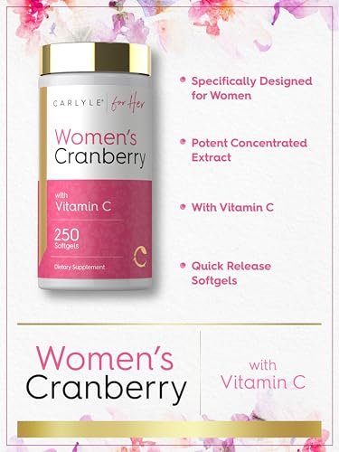 Carlyle Cranberry Pillen für Frauen | 250 Softgels | Konzentrierter Extrakt mit Vitamin C und E | Non-GMO, Glutenfrei