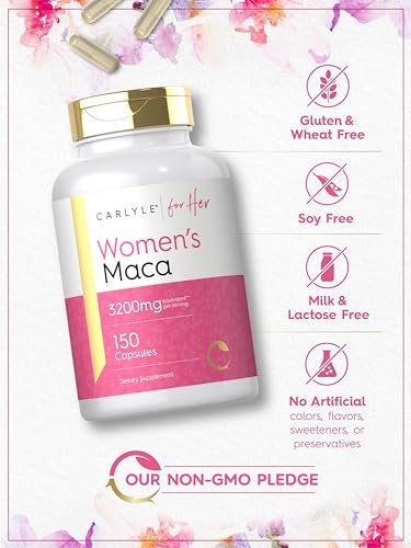 Carlyle Maca Root Kapseln für Frauen | 150 Stück | Nicht-GVO, Glutenfrei | Nahrungsergänzungsmittel für Sie