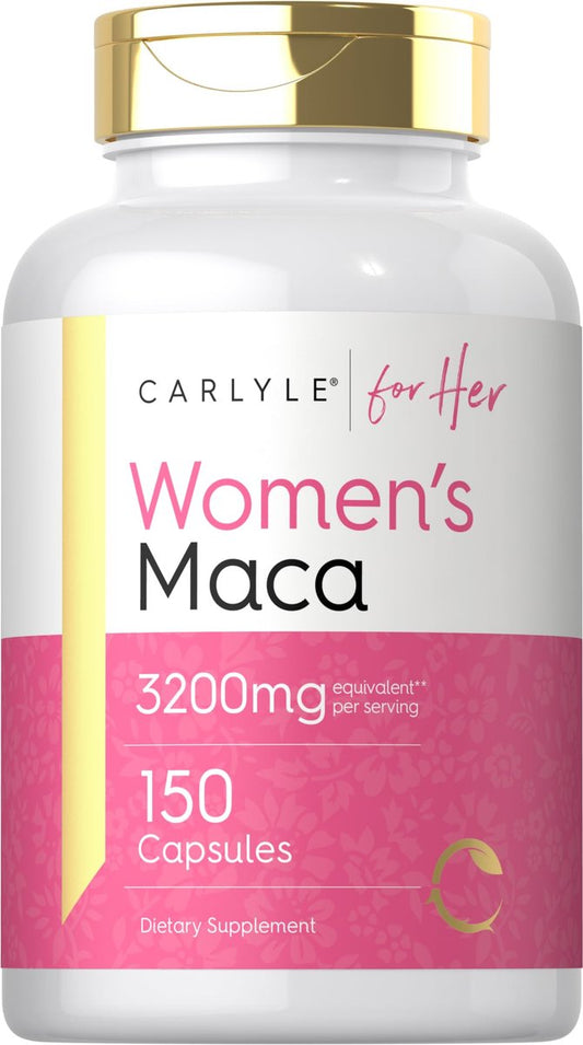 Carlyle Maca Root Kapseln für Frauen | 150 Stück | Nicht-GVO, Glutenfrei | Nahrungsergänzungsmittel für Sie