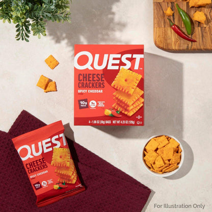 Quest Nutrition Käsecracker, Würziger Cheddar, 10g Protein, Low Carb, Hergestellt mit echtem Käse, Proteinsnack, 4er-Pack