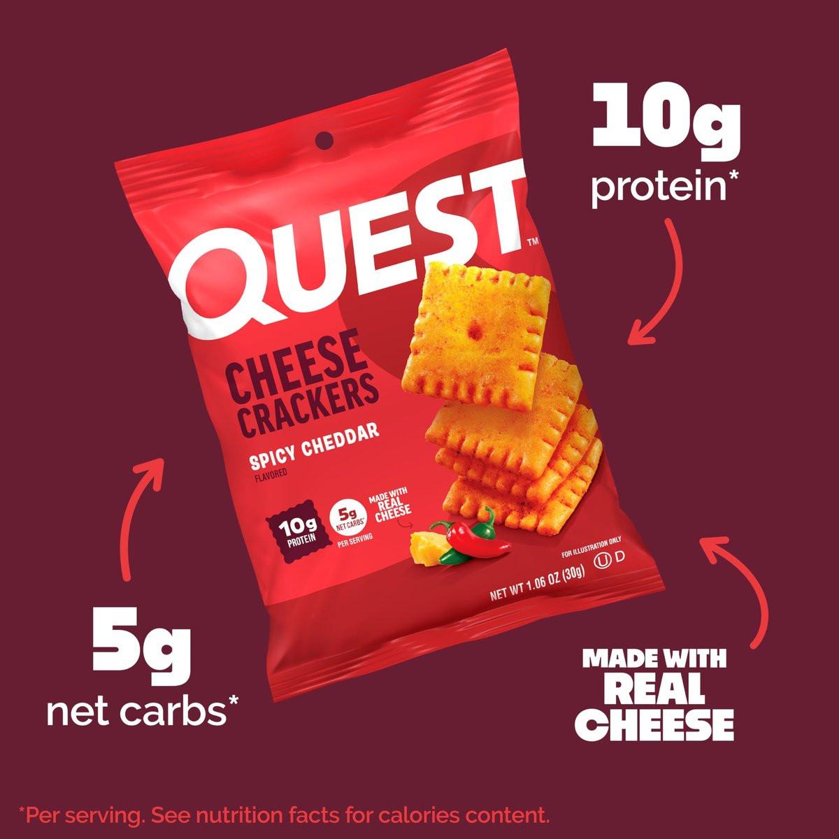 Quest Nutrition Käsecracker, Würziger Cheddar, 10g Protein, Low Carb, Hergestellt mit echtem Käse, Proteinsnack, 4er-Pack