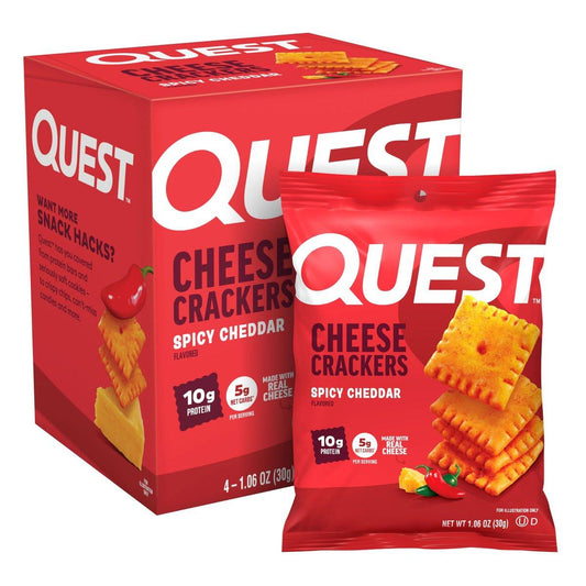 Quest Nutrition Käsecracker, Würziger Cheddar, 10g Protein, Low Carb, Hergestellt mit echtem Käse, Proteinsnack, 4er-Pack