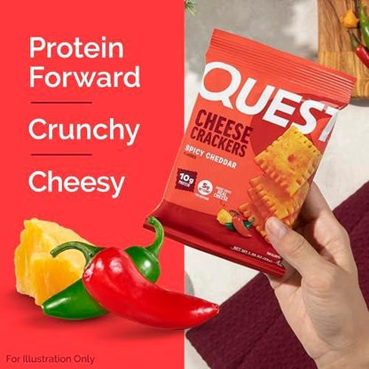 Quest Nutrition Käsecracker, Würziger Cheddar, 10g Protein, Low Carb, Hergestellt mit echtem Käse, Proteinsnack, 4er-Pack