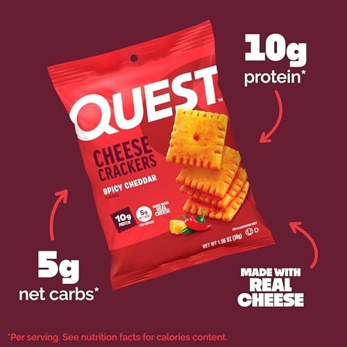 Quest Nutrition Käsecracker, Würziger Cheddar, 10g Protein, Low Carb, Hergestellt mit echtem Käse, Proteinsnack, 4er-Pack