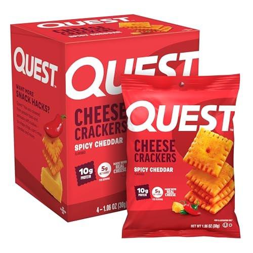 Quest Nutrition Käsecracker, Würziger Cheddar, 10g Protein, Low Carb, Hergestellt mit echtem Käse, Proteinsnack, 4er-Pack