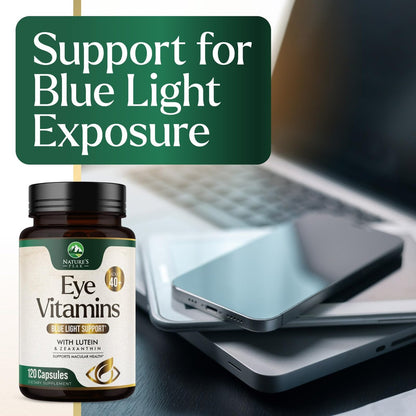 Nature's Peak 3-fach Stärke Augen Vitamin mit Lutein und Zeaxanthin - Unterstützt Sehkraft, Makulagesundheit & trockene Augen - mit Zink, Vitamin C, E & Mineralien - 120 Kapseln