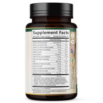 Nature's Peak 3-fach Stärke Augen Vitamin mit Lutein und Zeaxanthin - Unterstützt Sehkraft, Makulagesundheit & trockene Augen - mit Zink, Vitamin C, E & Mineralien - 120 Kapseln