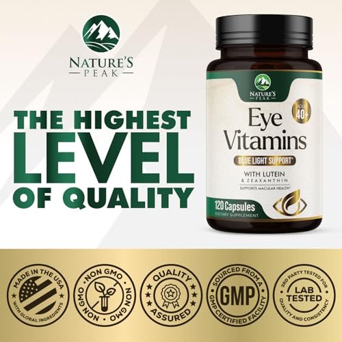 Nature's Peak 3-fach Stärke Augen Vitamin mit Lutein und Zeaxanthin - Unterstützt Sehkraft, Makulagesundheit & trockene Augen - mit Zink, Vitamin C, E & Mineralien - 120 Kapseln