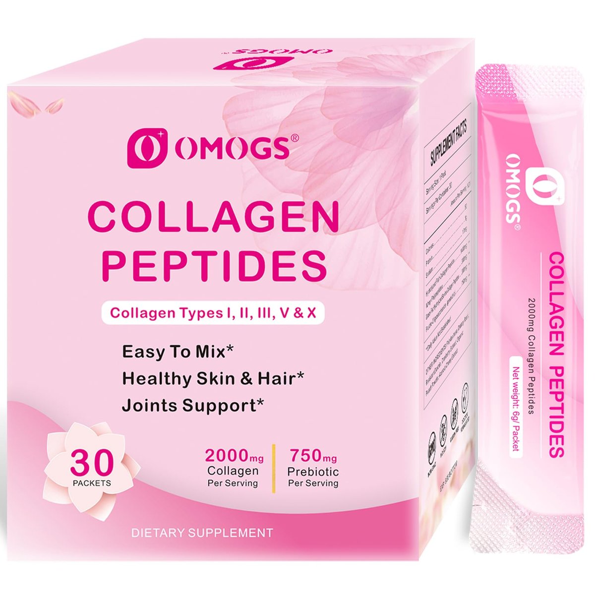 OMOGS Kollagen-Peptide-Pulver mit Präbiotika & Cranberry-Extrakt – Hydrolysiertes Kollagen für Haar, Haut, Nägel, Knochen & Verdauung – Grass-fed, Non-GMO – für Frauen & Männer