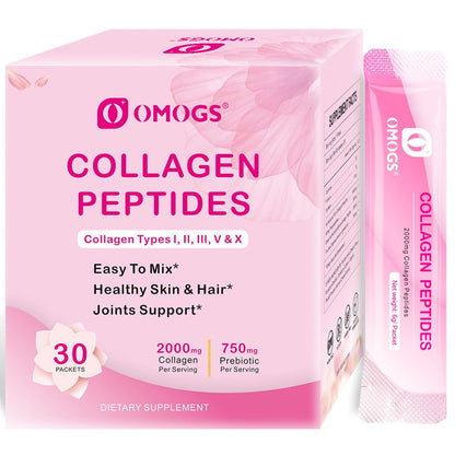 OMOGS Kollagen-Peptide-Pulver mit Präbiotika & Cranberry-Extrakt – Hydrolysiertes Kollagen für Haar, Haut, Nägel, Knochen & Verdauung – Grass-fed, Non-GMO – für Frauen & Männer