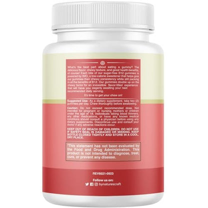 Vitamin B12 Gummies für Erwachsene - Zuckerfreie Vitamin B12 1000 mcg Kaugummis für Energie & Stimmung, Immun- & Nervengesundheit - Koscher, Nicht-GVO & Glutenfrei - für Frauen & Männer - 60 Stück