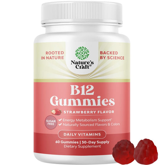Vitamin B12 Gummies für Erwachsene - Zuckerfreie Vitamin B12 1000 mcg Kaugummis für Energie & Stimmung, Immun- & Nervengesundheit - Koscher, Nicht-GVO & Glutenfrei - für Frauen & Männer - 60 Stück