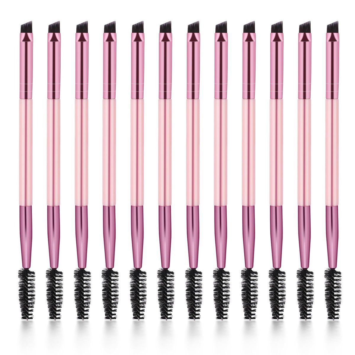 12-teiliges doppelseitiges Augenbrauenpinsel-Set – Abgewinkelter Augenbrauenpinsel, Spoolie, Formen und Füllen für präzises Augenbrauenstyling