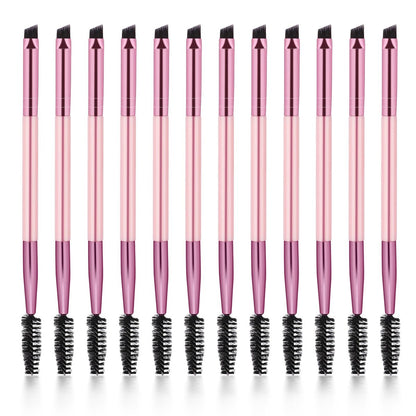 12-teiliges doppelseitiges Augenbrauenpinsel-Set – Abgewinkelter Augenbrauenpinsel, Spoolie, Formen und Füllen für präzises Augenbrauenstyling