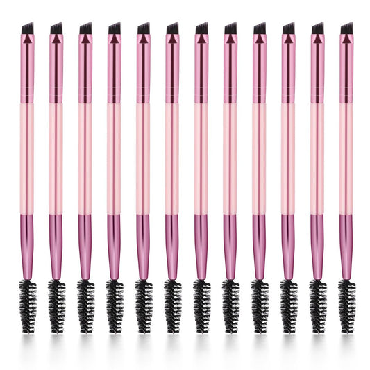 12-teiliges doppelseitiges Augenbrauenpinsel-Set – Abgewinkelter Augenbrauenpinsel, Spoolie, Formen und Füllen für präzises Augenbrauenstyling