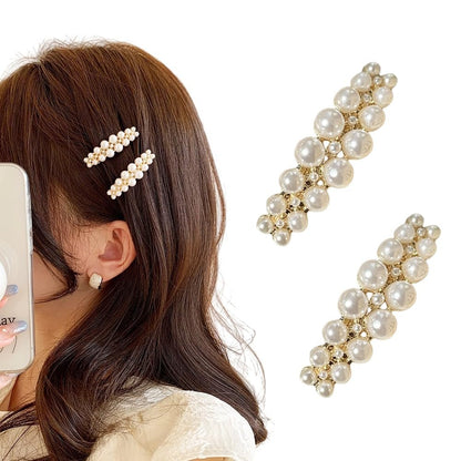 Yusier 2 Stück Perlen-Haarklammern Elegante Accessoires Französischer Haarschmuck für Frauen Hochzeit Party Haarnadeln Weiß 4 cm
