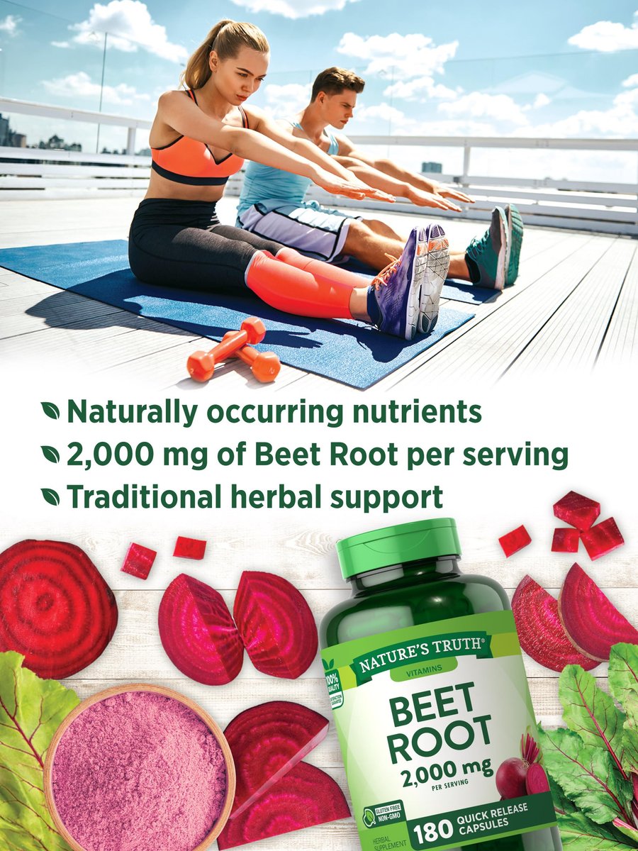 Nature's Truth Rote-Bete-Kapseln | 2.000 mg | 180 Kapseln | Nicht-GVO und glutenfrei