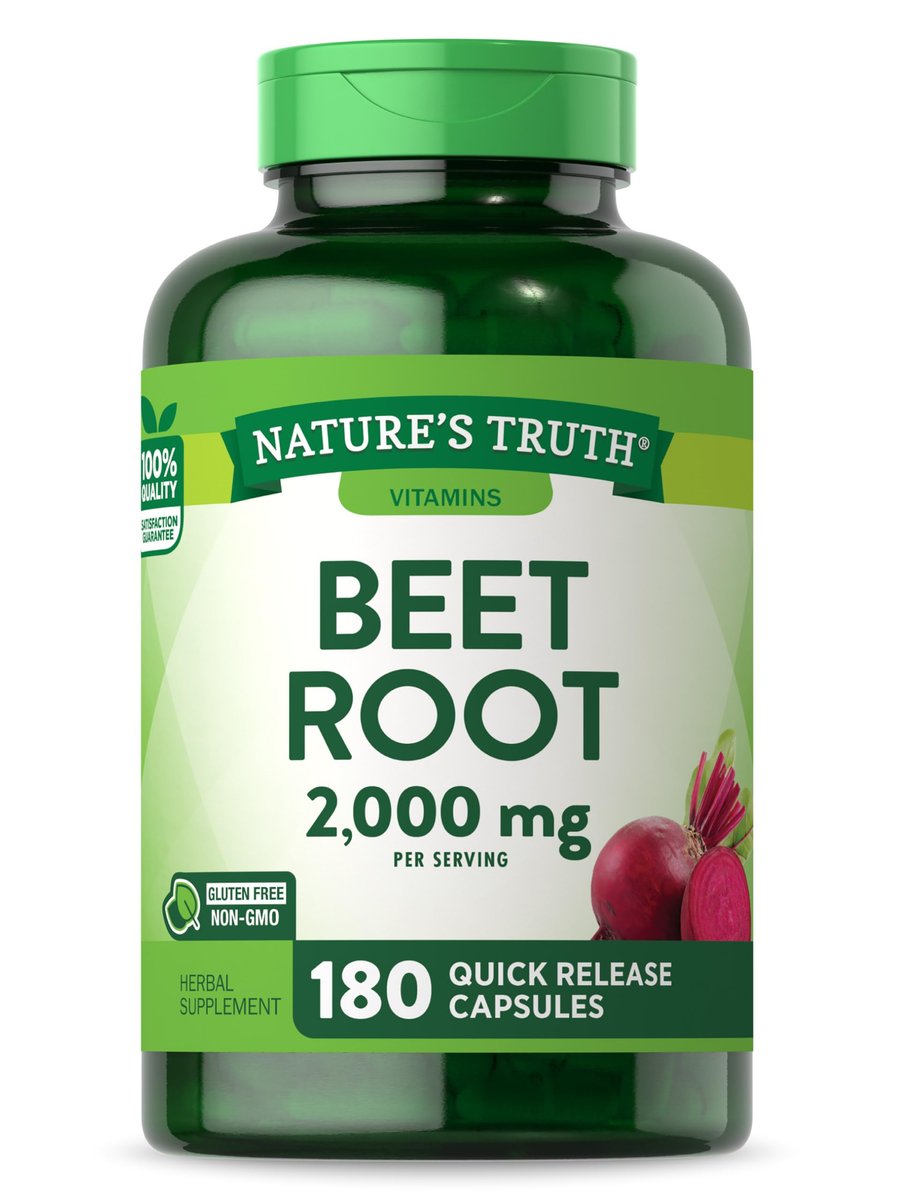 Nature's Truth Rote-Bete-Kapseln | 2.000 mg | 180 Kapseln | Nicht-GVO und glutenfrei