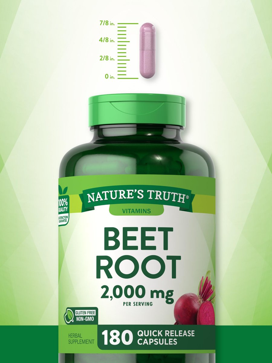 Nature's Truth Rote-Bete-Kapseln | 2.000 mg | 180 Kapseln | Nicht-GVO und glutenfrei