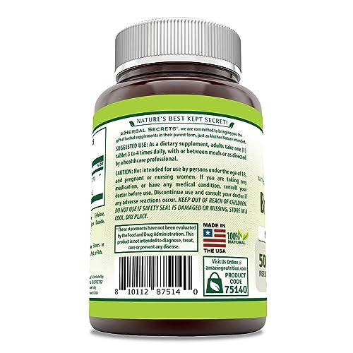 Herbal Secrets Bromelain 500 mg Tabletten - 60 Tabletten, Non-GMO, Glutenfrei, Hergestellt in den USA