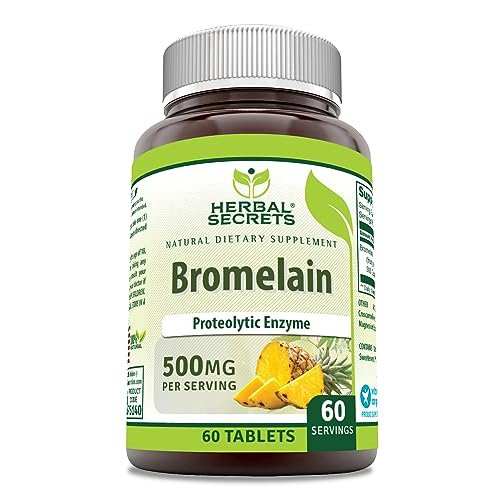 Herbal Secrets Bromelain 500 mg Tabletten - 60 Tabletten, Non-GMO, Glutenfrei, Hergestellt in den USA
