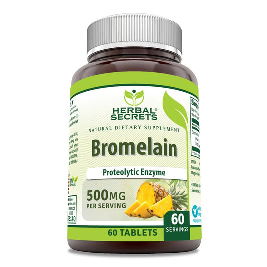 Herbal Secrets Bromelain 500 mg Tabletten - 60 Tabletten, Non-GMO, Glutenfrei, Hergestellt in den USA