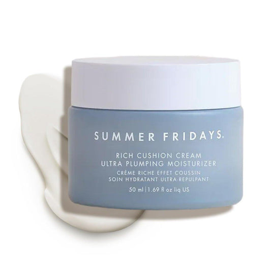 Summer Fridays Rich Cushion Face Cream – Ultra Plumping Barrier Repair Cream + Makeup Primer – Spendet intensive Feuchtigkeit mit Glycerin + Squalan – Nicht komedogen + Duftfrei (1,69 Oz)