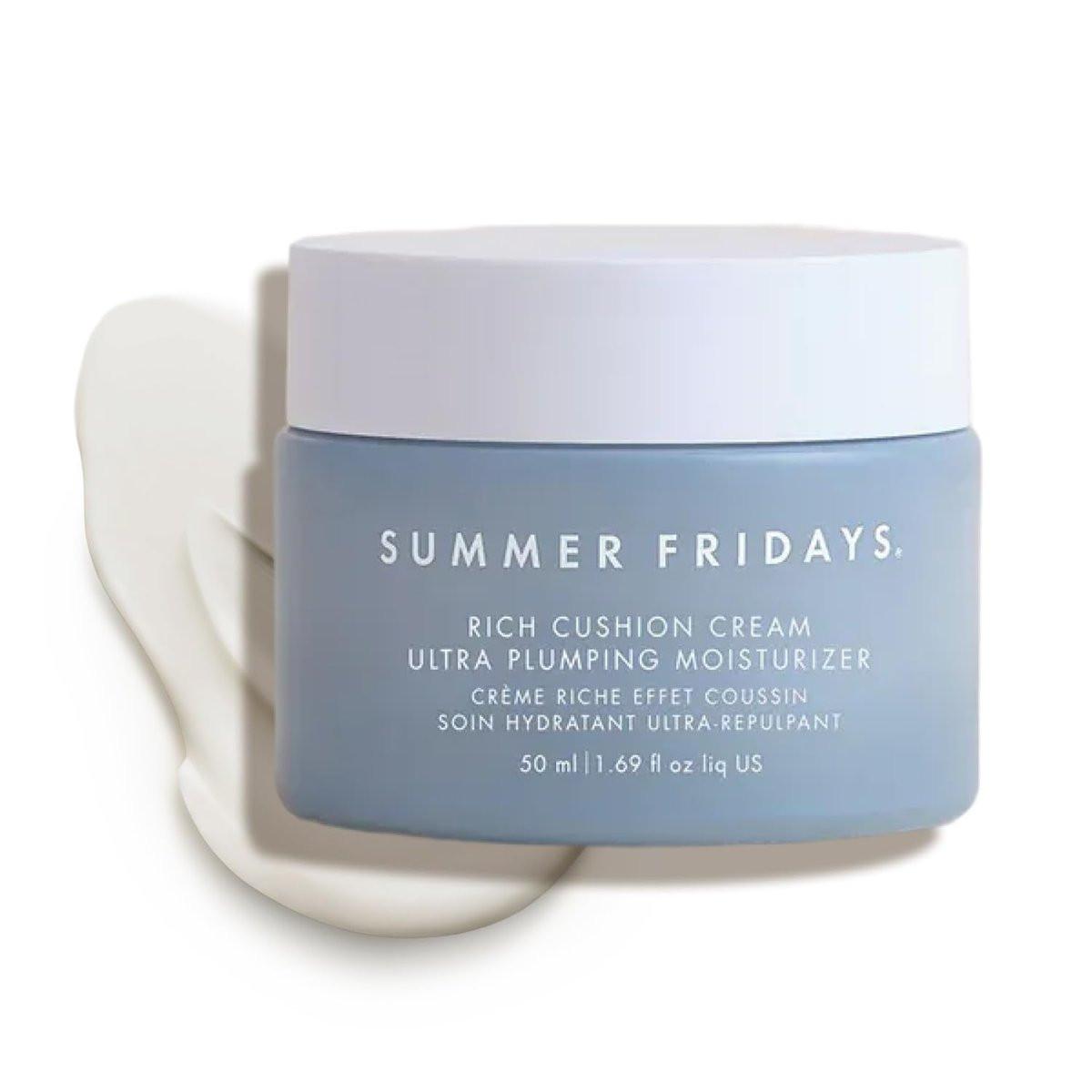 Summer Fridays Rich Cushion Face Cream – Ultra Plumping Barrier Repair Cream + Makeup Primer – Spendet intensive Feuchtigkeit mit Glycerin + Squalan – Nicht komedogen + Duftfrei (1,69 Oz)