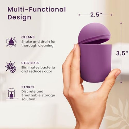 EcoBlossom Wiederverwendbare Menstruationstasse mit Aufbewahrungsbox – Medizinisches Silikon, 12 Stunden Schutz, Große Größe (2er-Pack)