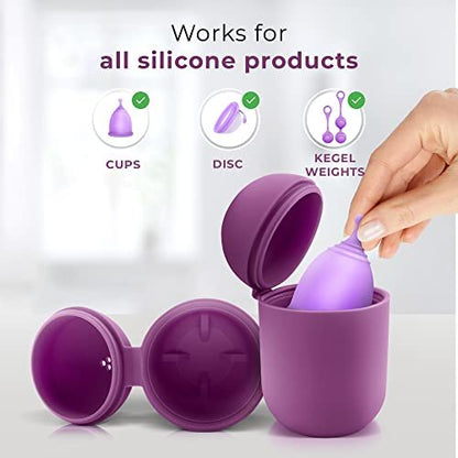 EcoBlossom Wiederverwendbare Menstruationstasse mit Aufbewahrungsbox – Medizinisches Silikon, 12 Stunden Schutz, Große Größe (2er-Pack)