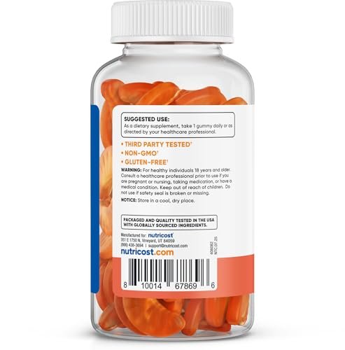 Nutricost Folsäure (Vitamin B9) Vegane Gummibärchen – 120 Stück, 1 mg Folsäure pro Portion – Nahrungsergänzung für Männer & Frauen