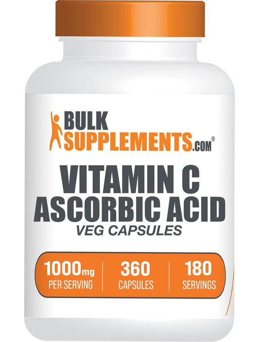 BulkSupplements.com Ascorbinsäure Kapseln - Vitamin C 1000mg, 360 Kapseln - Vegan & Glutenfrei