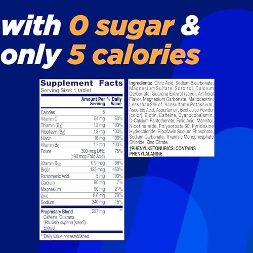 Alka-Seltzer Energy Boost: Koffein & Guarana, B-Vitamine, Unterstützt geistige Wachsamkeit und körperliche Energie, tägliches Energiepräparat, Brausetabletten, zuckerfrei, tropischer Punschgeschmack, 30 Stück