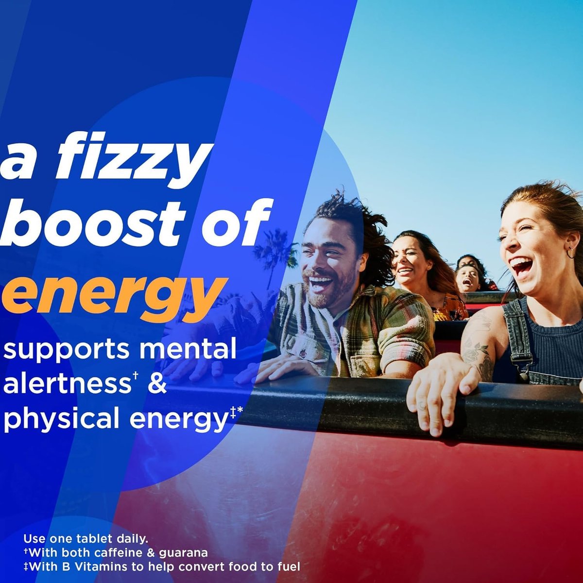 Alka-Seltzer Energy Boost: Koffein & Guarana, B-Vitamine, Unterstützt geistige Wachsamkeit und körperliche Energie, tägliches Energiepräparat, Brausetabletten, zuckerfrei, tropischer Punschgeschmack, 30 Stück