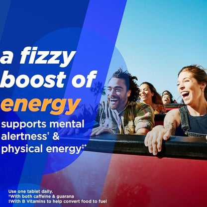 Alka-Seltzer Energy Boost: Koffein & Guarana, B-Vitamine, Unterstützt geistige Wachsamkeit und körperliche Energie, tägliches Energiepräparat, Brausetabletten, zuckerfrei, tropischer Punschgeschmack, 30 Stück