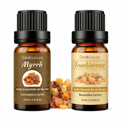 Sedbuwza Myrrhe & Weihrauch Ätherisches Öl Set, Myrrhe Duftöl Weihrauch Duftöl für Diffuser, Aromatherapie, Massage, Seife, Kerzenherstellung 2 x 10 ml