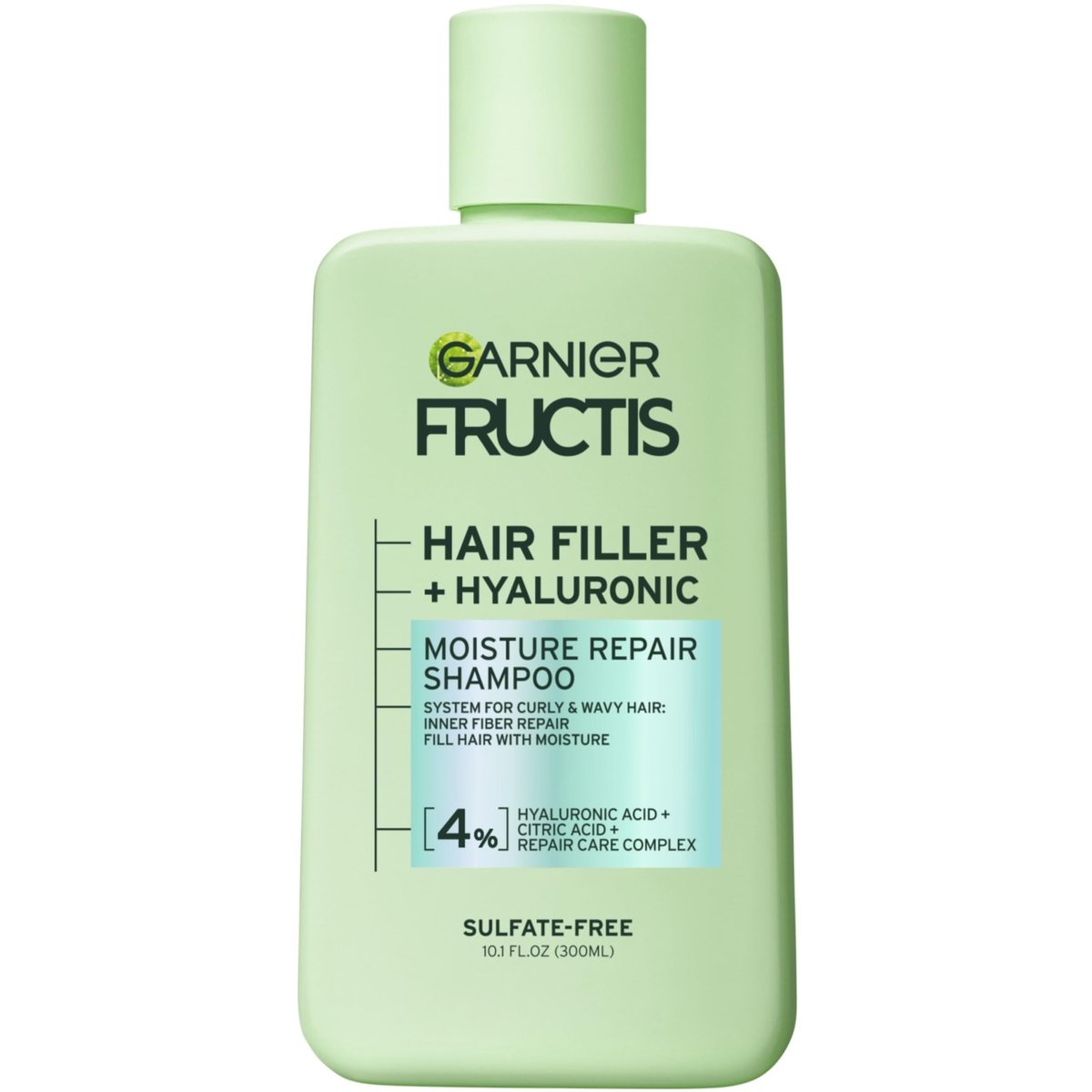 Garnier Fructis Hair Filler Moisture Repair Shampoo – Sulfatfreies Shampoo für lockiges & welliges Haar mit Hyaluronsäure, 10,1 Fl Oz