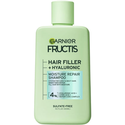Garnier Fructis Hair Filler Moisture Repair Shampoo – Sulfatfreies Shampoo für lockiges & welliges Haar mit Hyaluronsäure, 10,1 Fl Oz