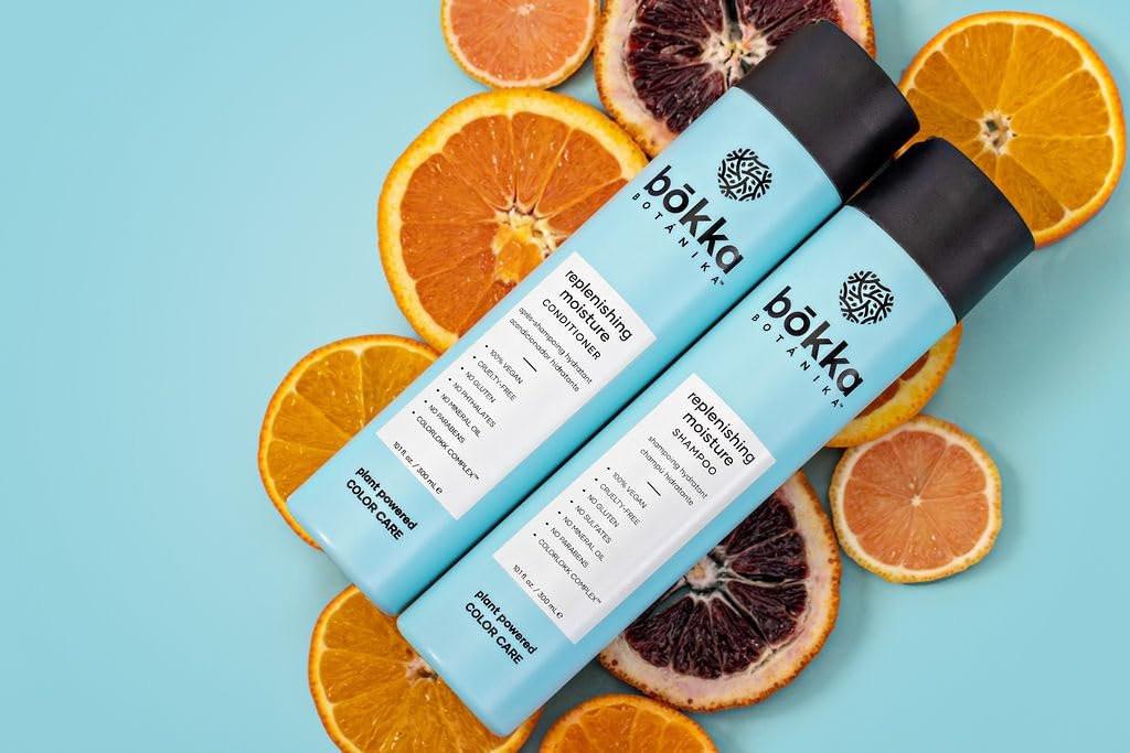 Bokka Botanika Plant Powered Color Care Replenishing Moisture Shampoo 10,1 oz / 300 ml – Feuchtigkeitsspendender Farbschutz-Shampoo