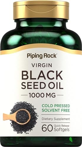 Piping Rock Schwarzkümmelöl Weichkapseln | 1000 mg | 60 Kapseln | Kaltgepresst & lösungsmittelfrei | Nicht-GVO, glutenfrei