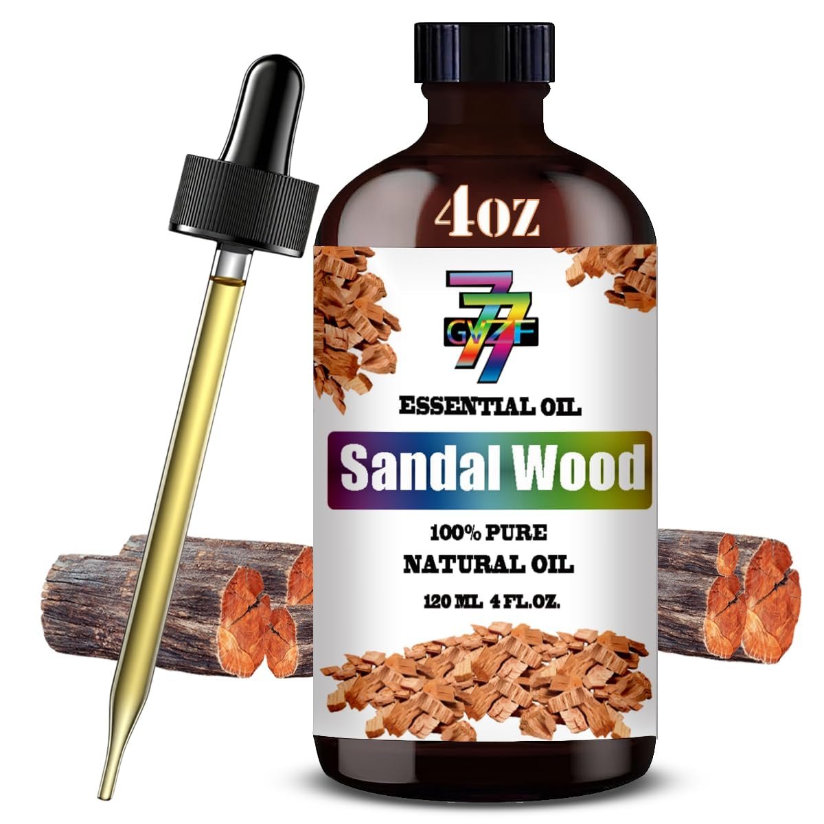 Sandelholz Ätherisches Öl – Warmes Sandelholzöl für Diffuser, DIY Kerzen, Seife, Luftbefeuchter, Yoga, Geschenk – 120 ml
