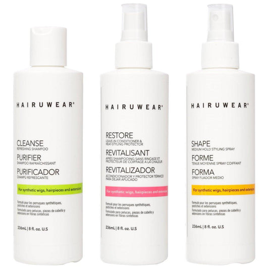 Shampoo & Conditioner Set mit Haarpflegespray - Pflege für synthetische Perücken, Haarteile & Extensions, 8 Fl Oz (Set)