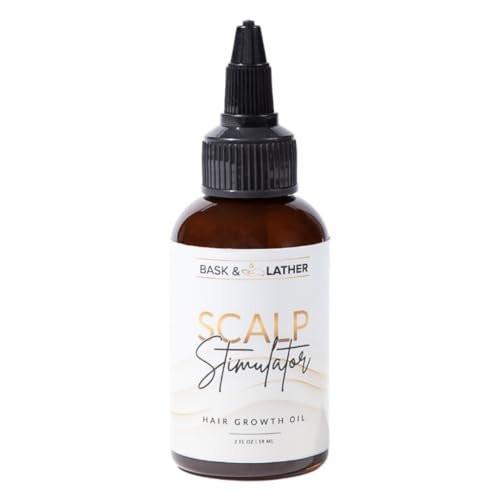 Bask & Lather Scalp Stimulator Haarwachstumsöl mit Minze und Rosmarin, kaltgepresst, mit Traubenkernöl, organisch, natürlich, für alle Haartypen, 60 ml